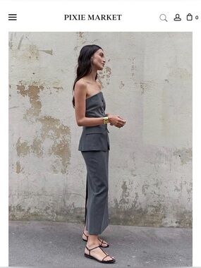 Pixie Market Gray Strapless Tailored vest/shirt